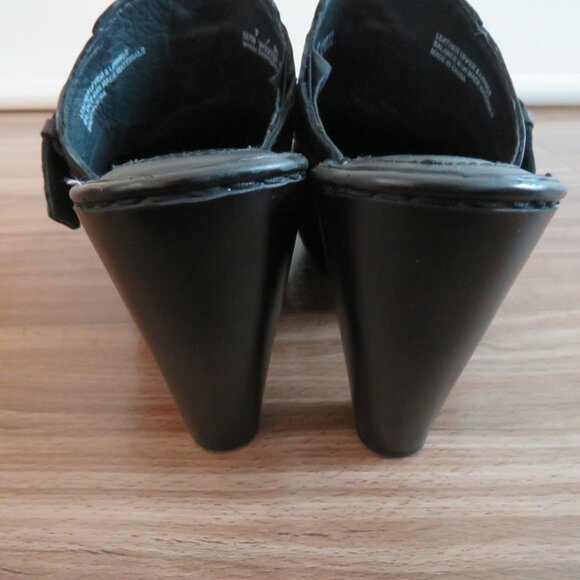 BORN Holly Leather Platform Slip On Clog Mules Y2K Black Leather - Size US 7 - Picture 11 of 14